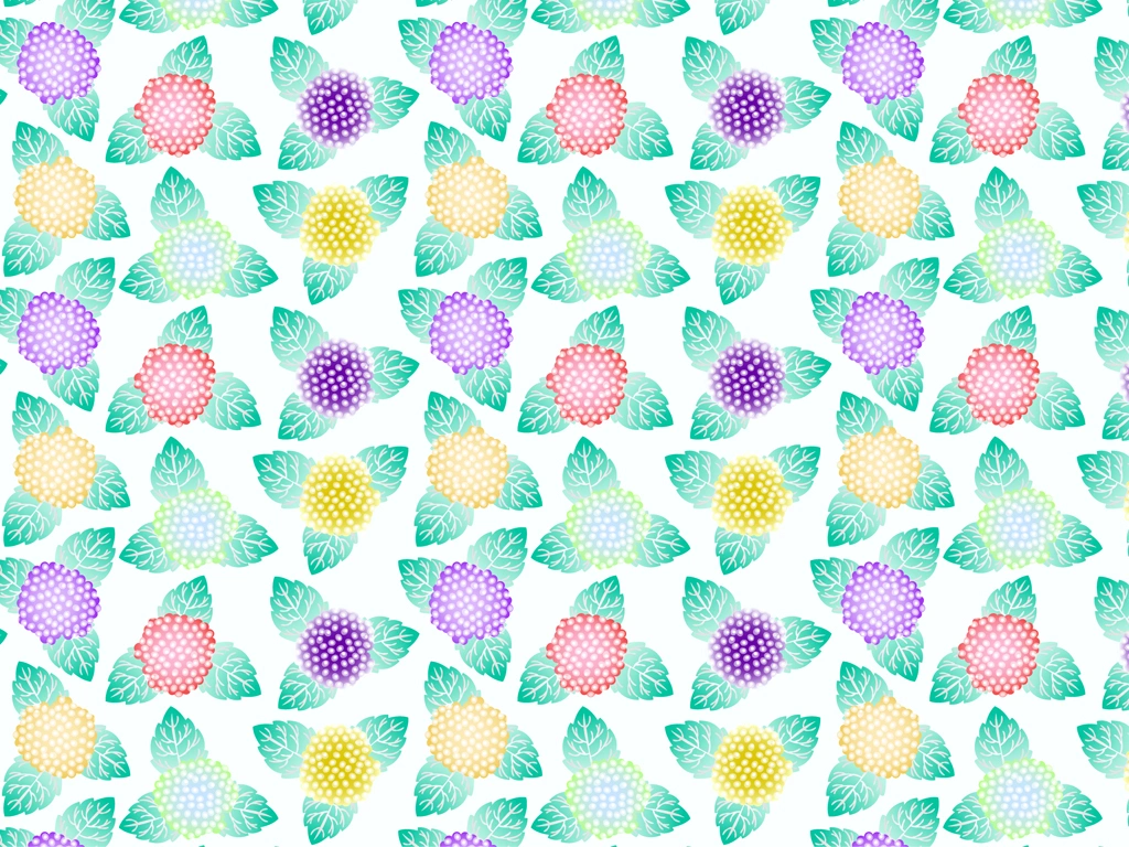 3種類の紫陽花の花柄模様の背景イラストとベクター | 白色