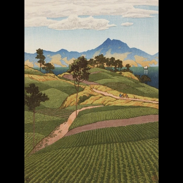 「日本風景選集 天草より見たる温泉ケ嶽」 川瀬巴水 （1922年）