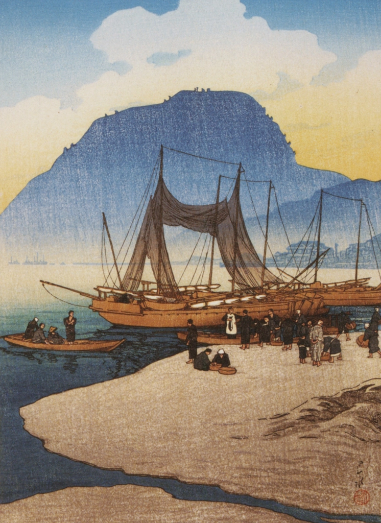 Selected Views of Japan: No. 8, Morning View at Beppu by Hasui Kawase (1922) | from Hasui Kawase Art Works Collection Revised Edition