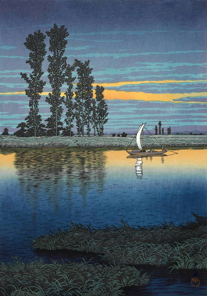 「牛堀の夕暮」 川瀬巴水 （1930年） | 2