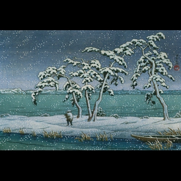 「水戸涸沼の雪」 川瀬巴水 （1947年）