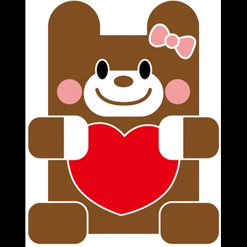 5種類のハートを持ったクマのイラストとベクター