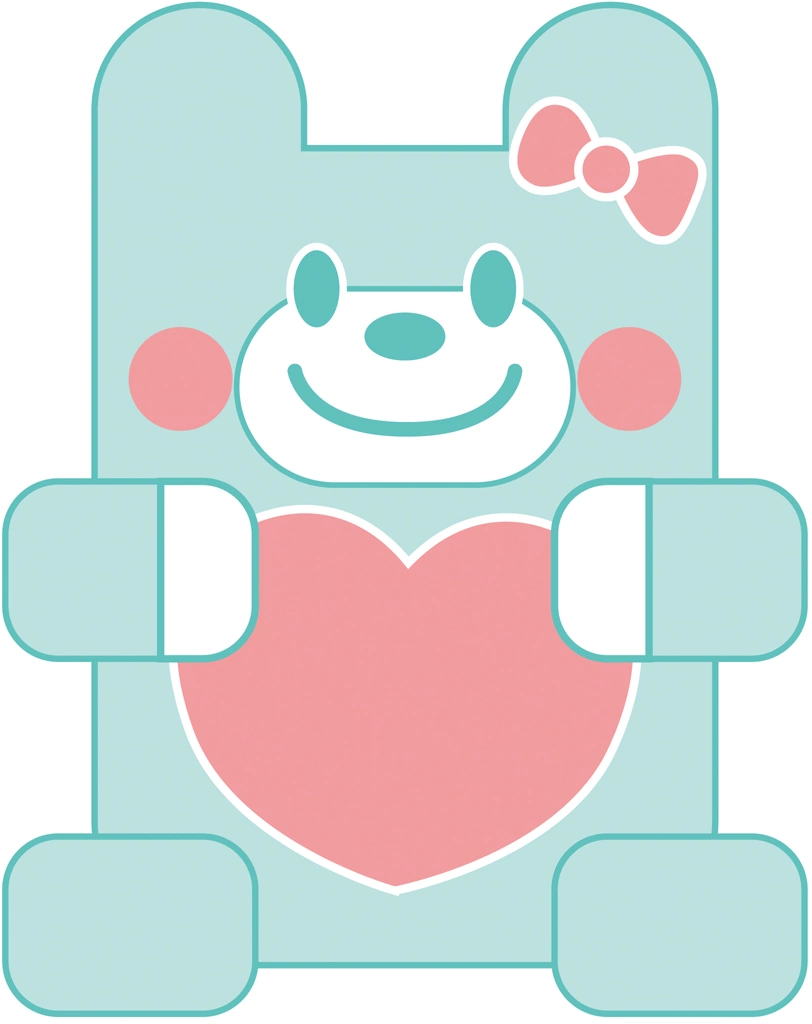 5種類のハートを持ったクマのイラストとベクター | 緑色