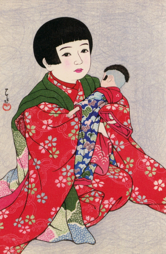 Twelve Subjects of Children: A Doll by Hasui Kawase (1931) | from Hasui Kawase Art Works Collection Revised Edition