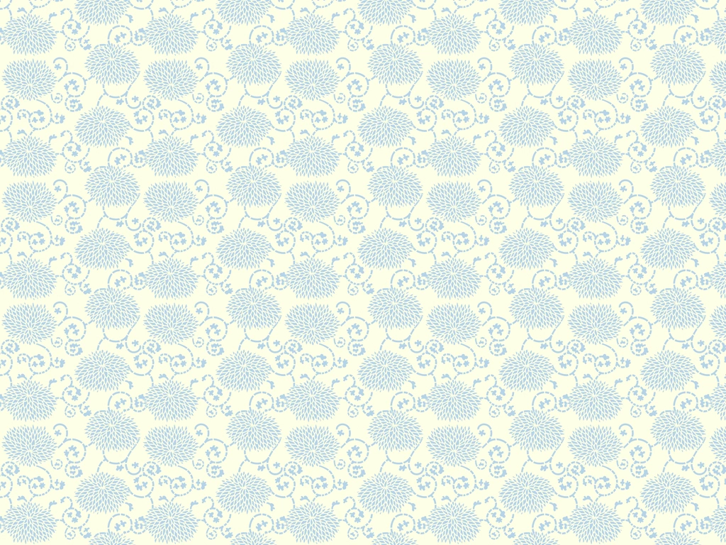 Set of 5 Chrysanthemum and Vine Pattern Background Illustrations and Vectors | Light Blue and Light Yellow