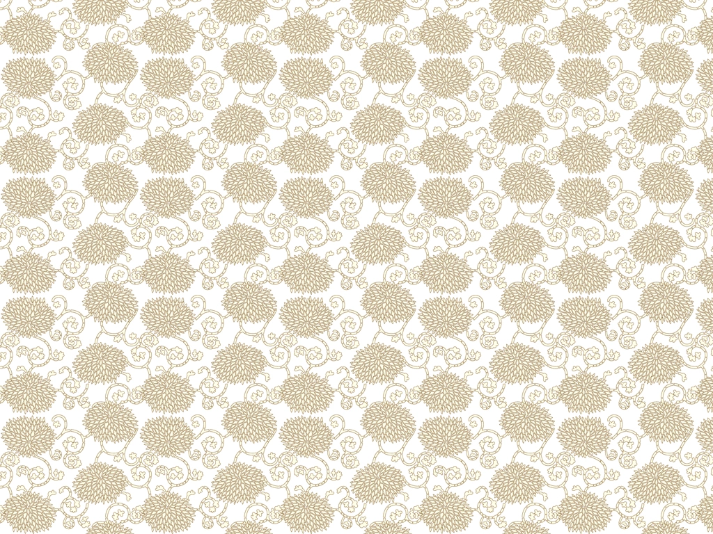 Set of 5 Chrysanthemum and Vine Pattern Background Illustrations and Vectors | Beige and White