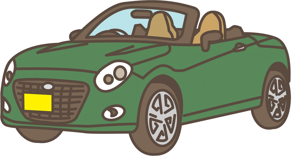 6種類のダイハツ・コペンの軽自動車のイラストとベクター | グリーン