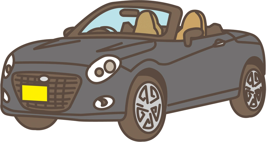 6種類のダイハツ・コペンの軽自動車のイラストとベクター | ブラック