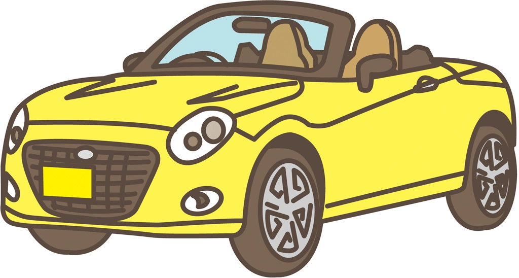 6種類のダイハツ・コペンの軽自動車のイラストとベクター | イエロー
