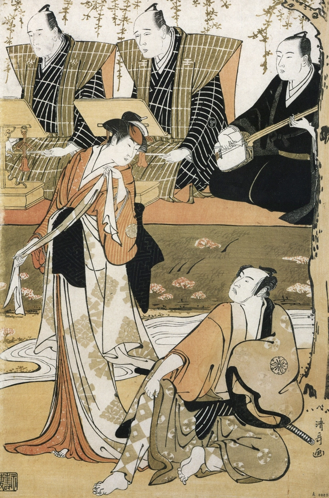 「四代目松本幸四郎の茂兵衛と初代三桝徳次郎のおさん」 鳥居清長 （1784年） | 秘蔵浮世絵大観 8 パリ国立図書館より