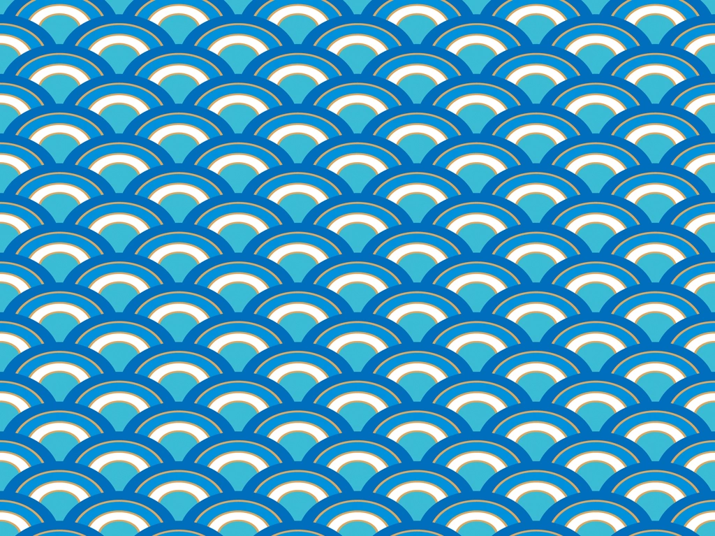 6種類の青海波の背景イラストとベクター | 青色
