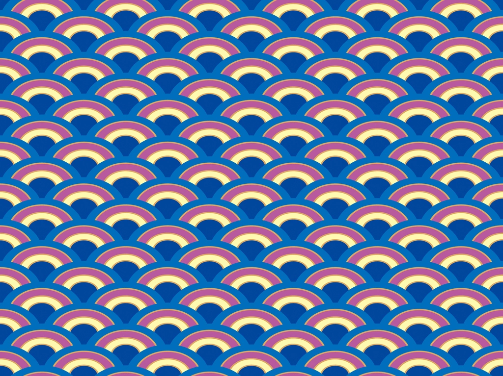 6種類の青海波の背景イラストとベクター | 青色とピンク色