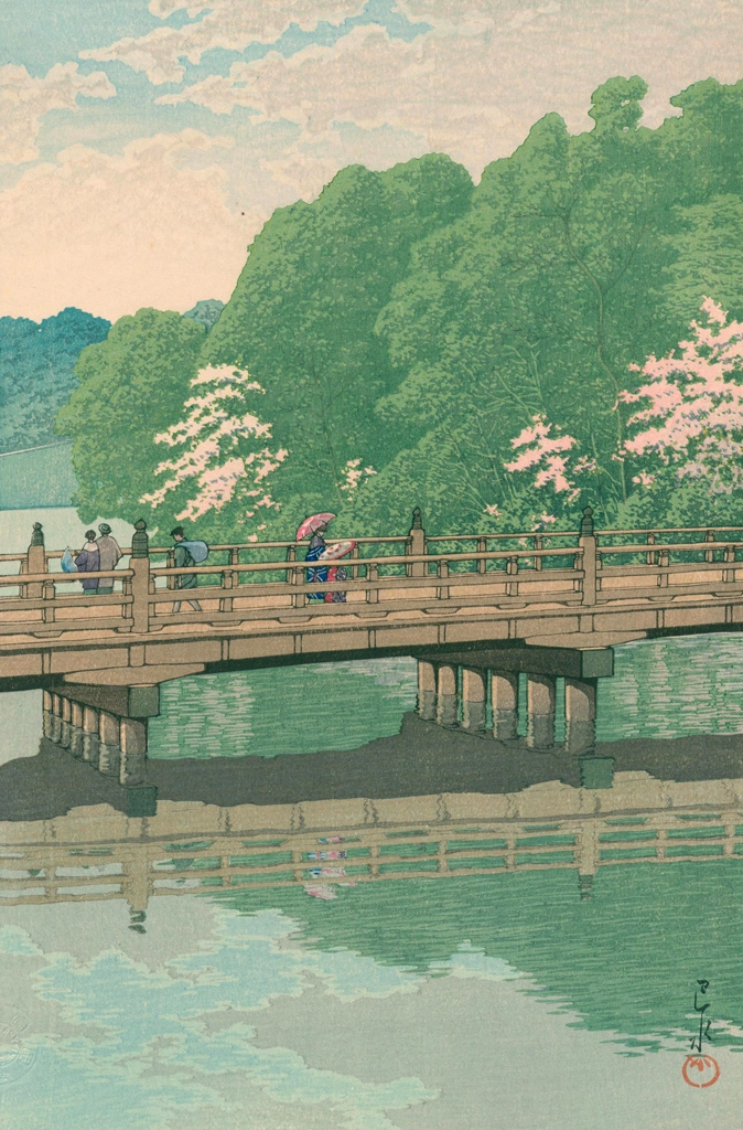 Benkei Bridge at Akasaka by Hasui Kawase (1931) | from Kawase Hasui Woodblock Print Collection
