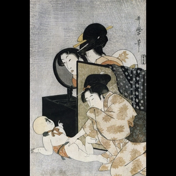 A Mother and Child Playing Peekaboo by Kitagawa Utamaro (1789-1801)