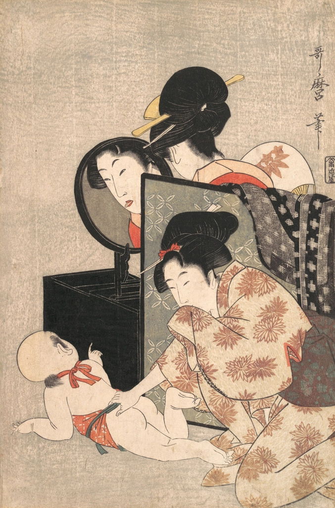 A Mother and Child Playing Peekaboo by Kitagawa Utamaro (1789-1801) | 2