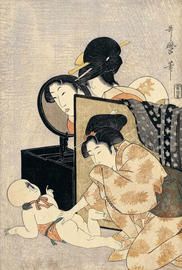 A Mother and Child Playing Peekaboo by Kitagawa Utamaro (1789-1801) | 3
