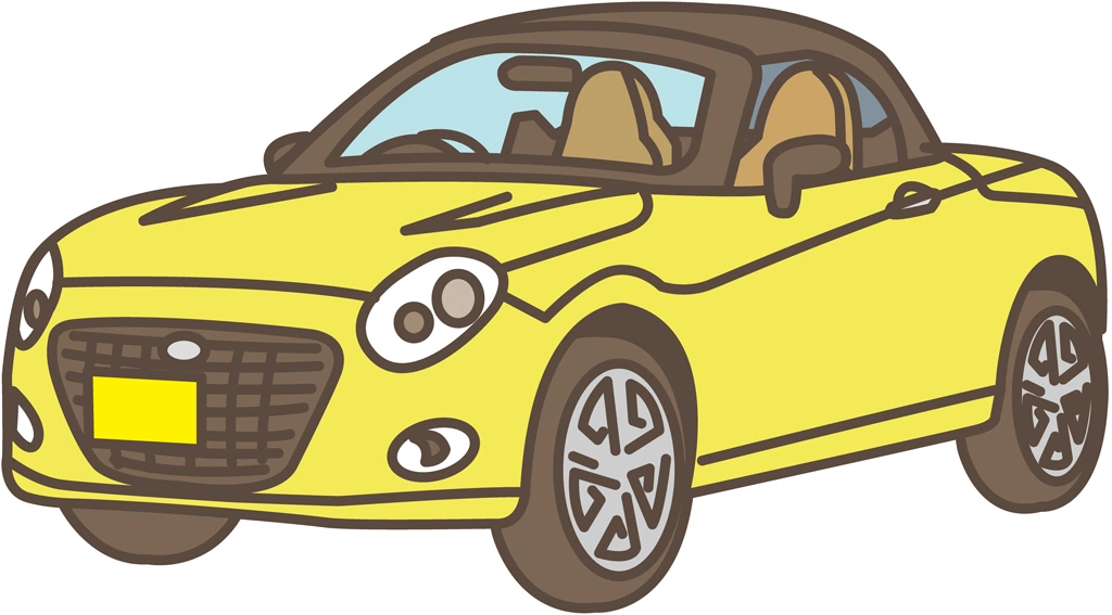 6種類のルーフを閉めたダイハツ・コペンの軽自動車のイラストとベクター | イエロー