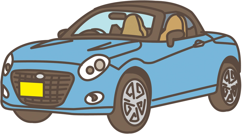 6種類のルーフを閉めたダイハツ・コペンの軽自動車のイラストとベクター | ライトブルー