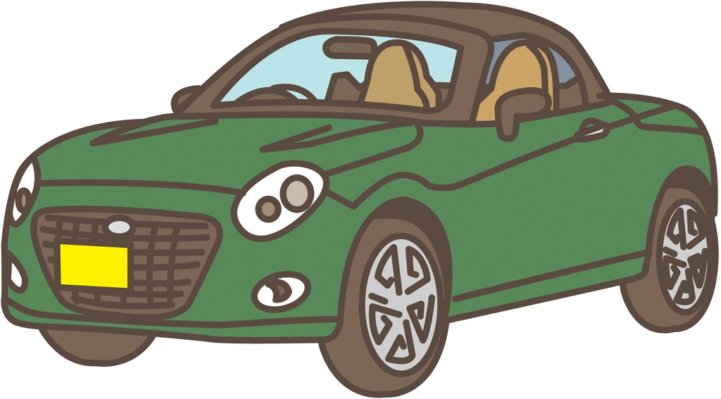 6種類のルーフを閉めたダイハツ・コペンの軽自動車のイラストとベクター | グリーン