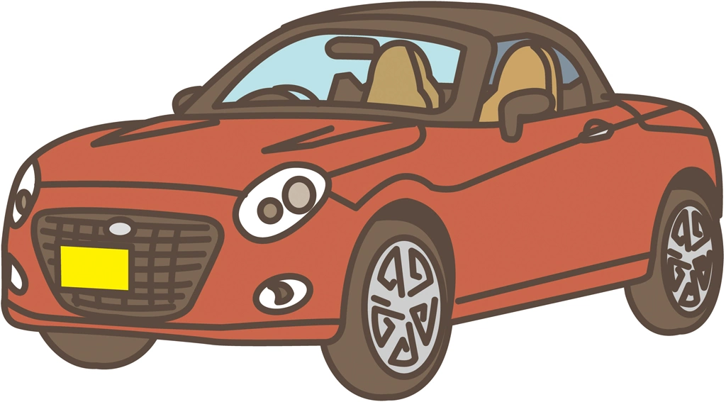 6種類のルーフを閉めたダイハツ・コペンの軽自動車のイラストとベクター | レッド