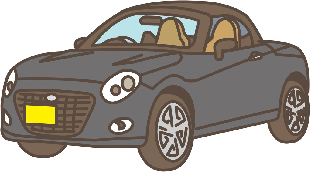 6種類のルーフを閉めたダイハツ・コペンの軽自動車のイラストとベクター | ブラック