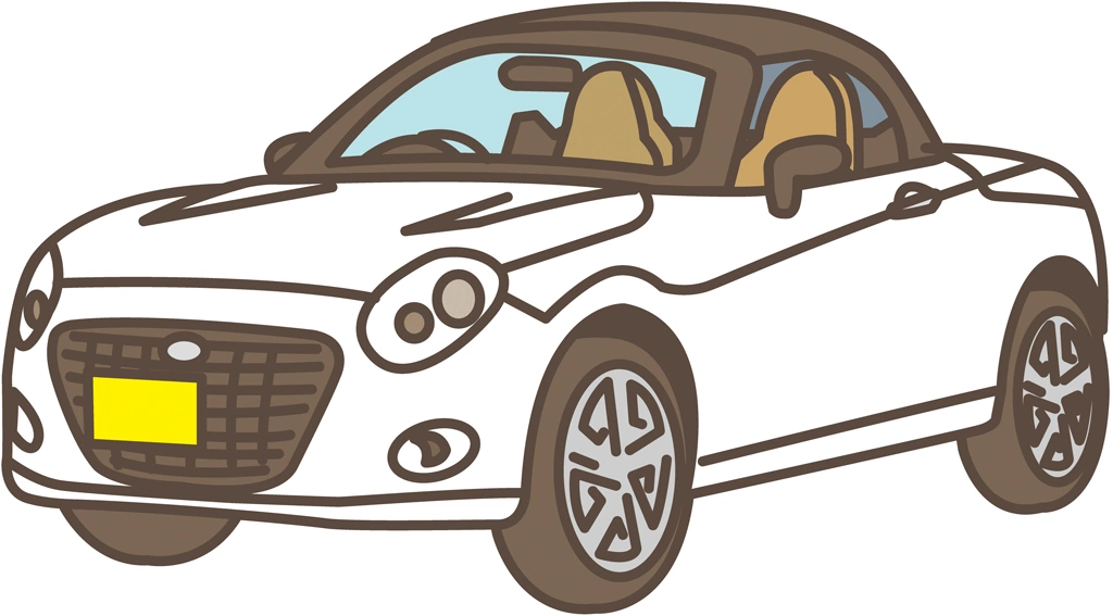 6種類のルーフを閉めたダイハツ・コペンの軽自動車のイラストとベクター | ホワイト
