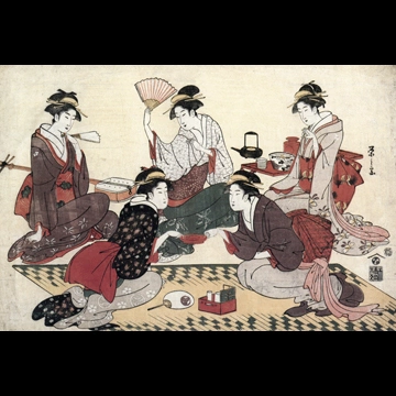 Five Beauties of the Kansei Era Amusing Themselves Indoors by Chōbunsai Eishi (1789-1801)