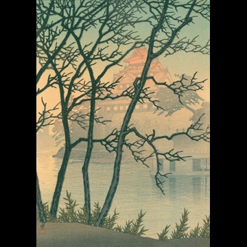 「岡山城」 川瀬巴水 （1955年）