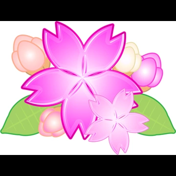 6種類の桜の花と蕾のイラストとベクター