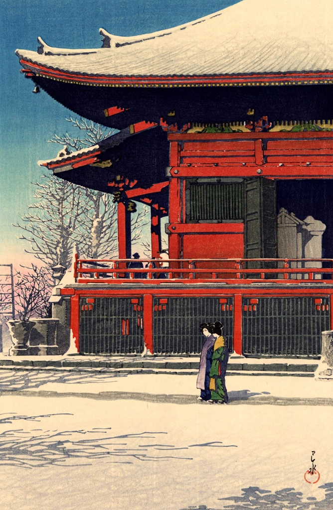 「東京二十景 浅草観音の雪晴」 川瀬巴水 （1926年） | 2