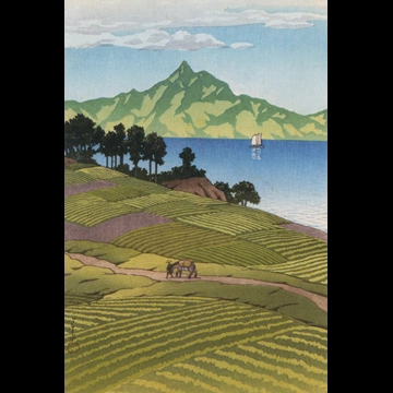 「天草より見たる雲仙」 川瀬巴水 （1937年）