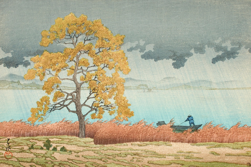 「湖畔の雨（松江）」 川瀬巴水 （1932年） | 2