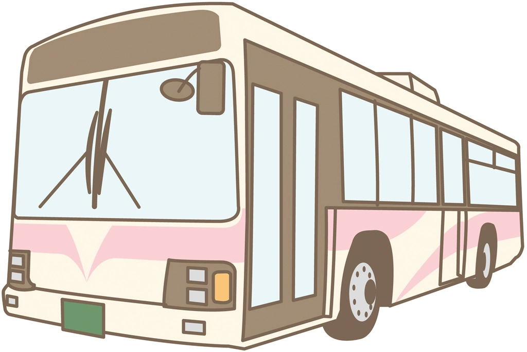 6種類の日本の路線バスのイラストとベクター | ピンク色