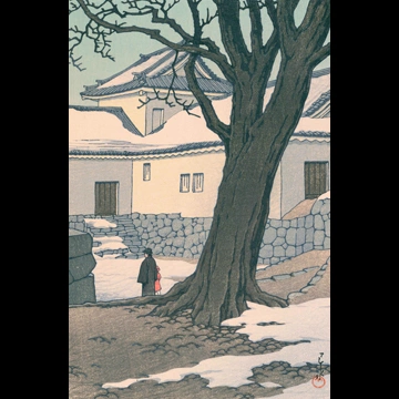「彦根城の残雪」 川瀬巴水 （1934年）