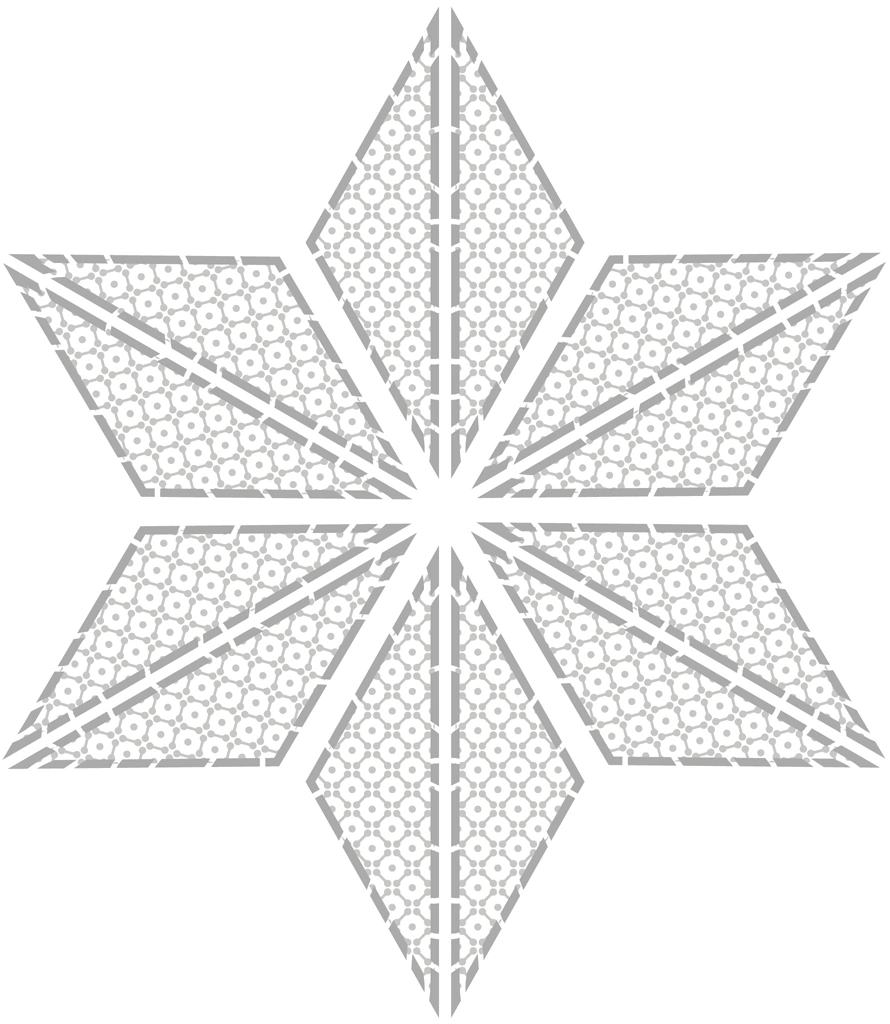 6種類の麻の葉のイラストとベクター | 灰色