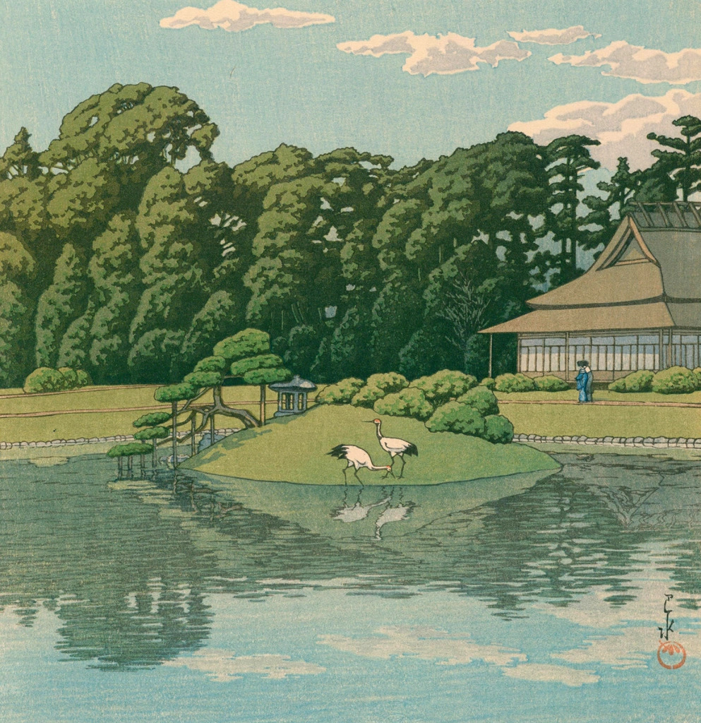Korakuen Park, Okayama by Hasui Kawase (1934) | from Kawase Hasui Woodblock Print Collection 2