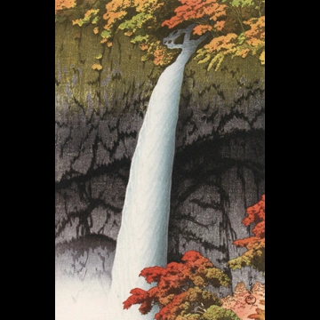「日本新八景 日光華厳瀧」 川瀬巴水 （1927年）