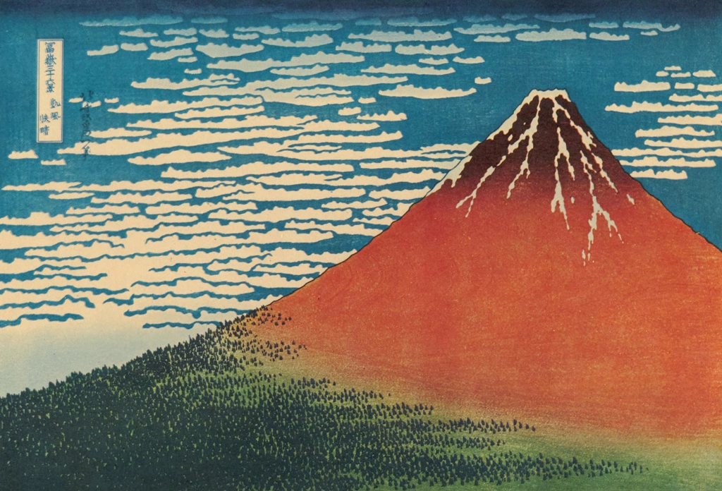 Thirty-Six Views of Mount Fuji: Fine Wind, Clear Morning by Katsushika Hokusai (circa 1830) | from Thirty-Six Views of Mount Fuji