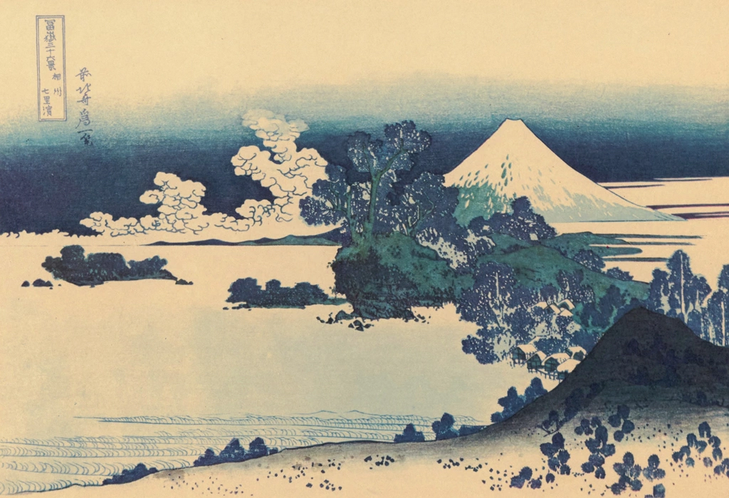Thirty-Six Views of Mount Fuji: Shichirigahama in Sagami Province by Katsushika Hokusai (circa 1830) | from Fugaku Sanjūrokkei