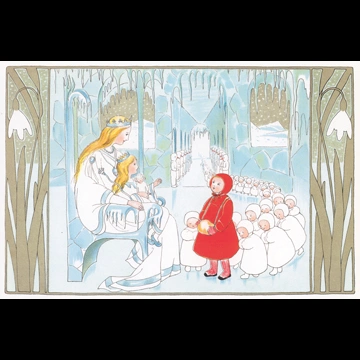 Plate #4 (A Girl Greeting the Queen and Princess) from “The Story of the Snow Children” by Sibylle von Olfers