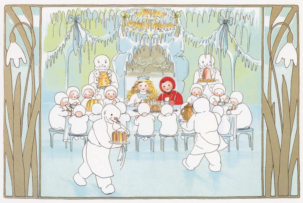 Plate #5 (A Girl at the Princess’s Birthday Party) from “The Story of the Snow Children” by Sibylle von Olfers | Original