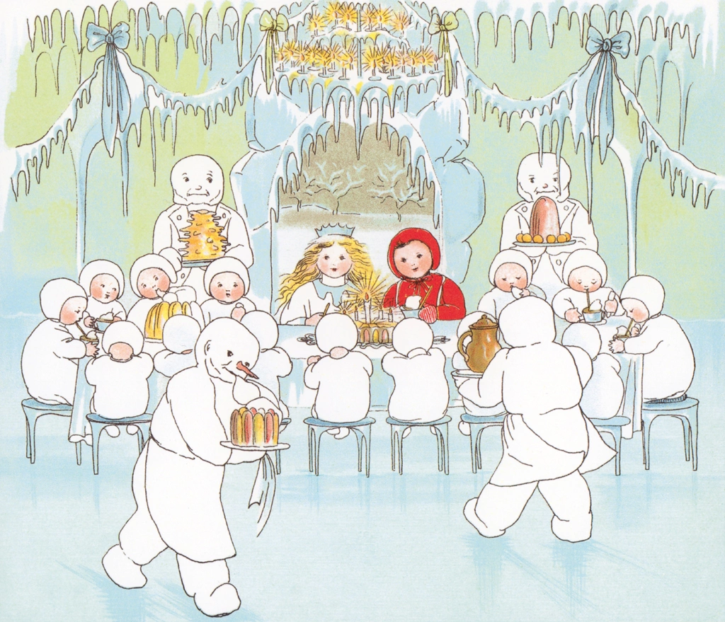 Plate #5 (A Girl at the Princess’s Birthday Party) from “The Story of the Snow Children” by Sibylle von Olfers | Cropped