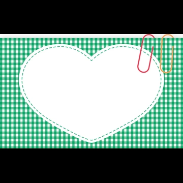 6種類のゼムクリップとハートとギンガムチェック柄模様の背景イラストとベクター