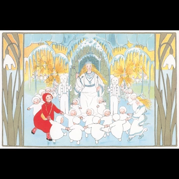 Plate #7 (A Girl, a Princess, And Snow Children Dancing in Front of the Queen) from “The Story of the Snow Children” by Sibylle von Olfers