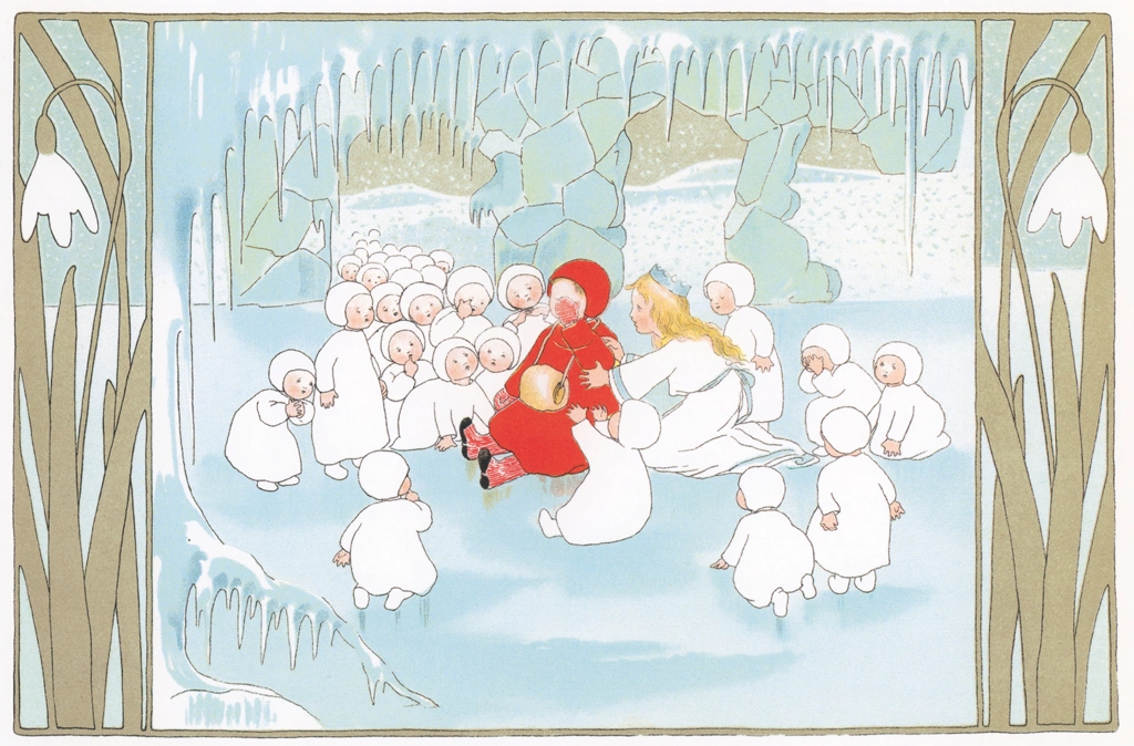 Plate #8 (A Girl’s Feet and Eyes Hurt and She Want to Go Home) from “The Story of the Snow Children” by Sibylle von Olfers | Original