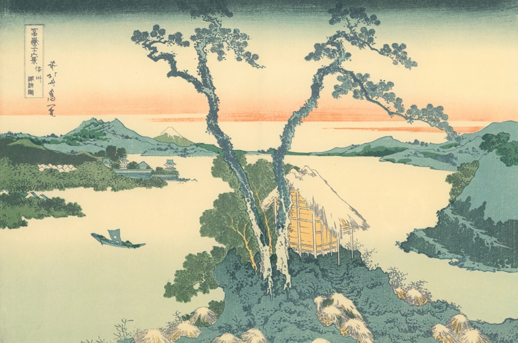 Thirty-Six Views of Mount Fuji: Lake Suwa in Shinano Province by Katsushika Hokusai (circa 1830) | from Complete Collection of Ukiyo-e Prints, Separate Volume II
