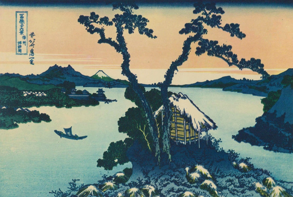 Thirty-Six Views of Mount Fuji: Lake Suwa in Shinano Province by Katsushika Hokusai (circa 1830) | from Master Pieces of the World Hokusai 36 Views of Mount Fuji