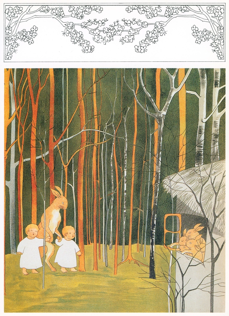 Plate #2 (A Mother Rabbit Taking the Human Children Home) from “The Story of the Rabbit Children” by Sibylle von Olfers | Original