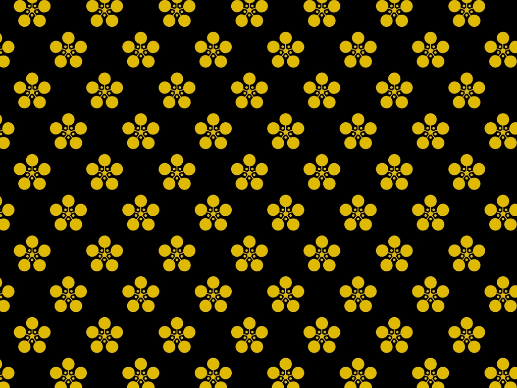 Set of 5 Japanese Apricot Blossom Pattern Background Illustrations and Vectors | Gold and Black