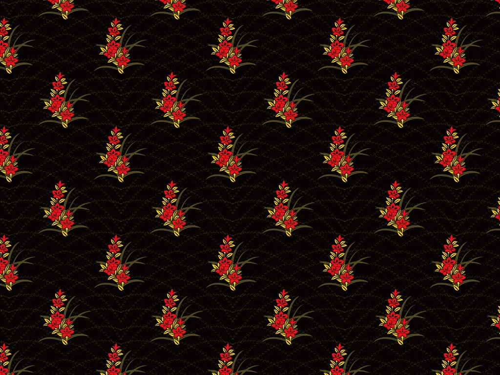 Set of 5 Balloon Flower Pattern Background Illustrations and Vectors | Red Flowers and Black Background